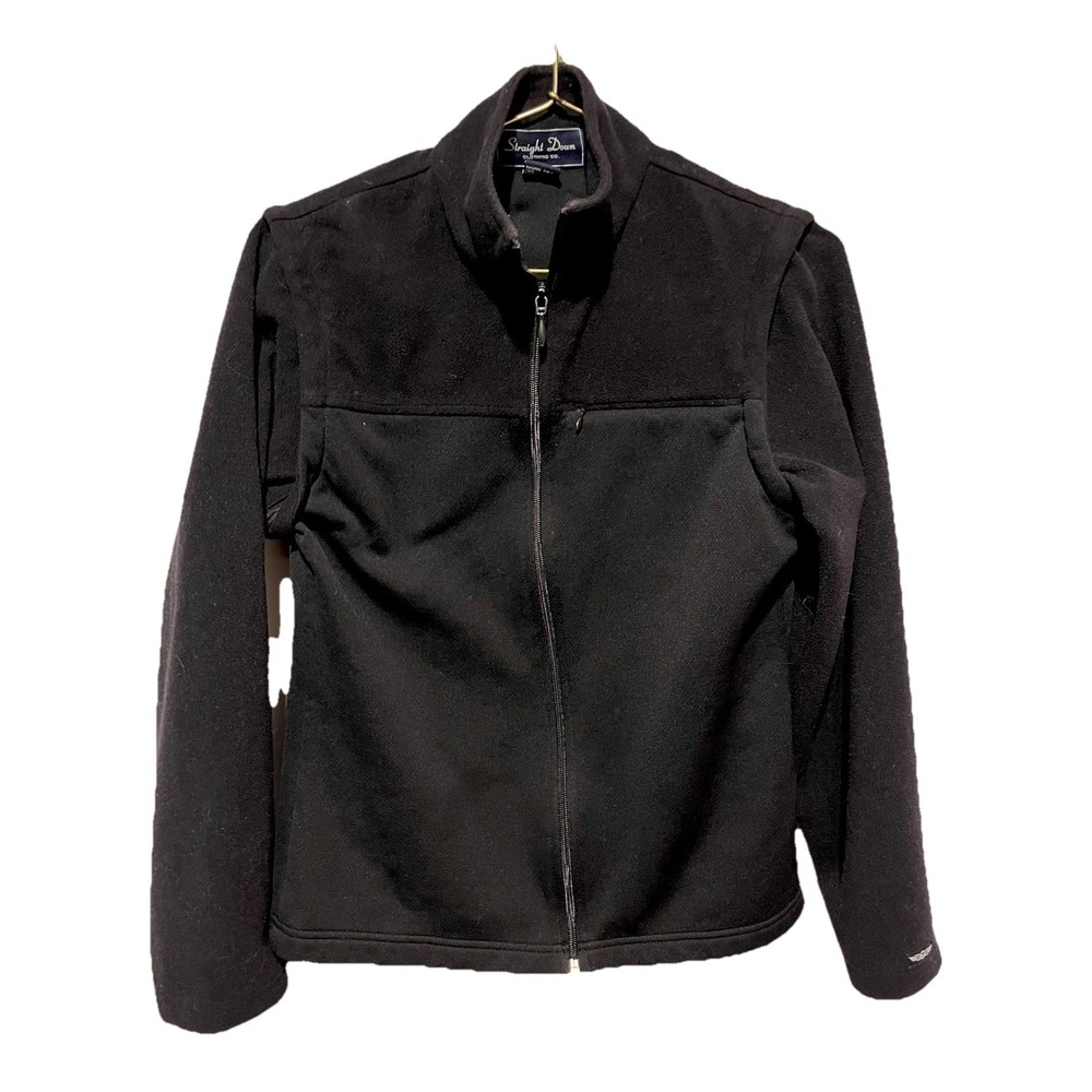 Straight Down Black Jacket & Vest Women's Small Fleece With Zip Off Sleeves Golf